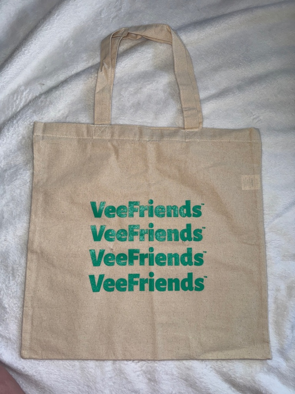 FRIENDS Beige Canvas Tote with Green VeeFriends Logo